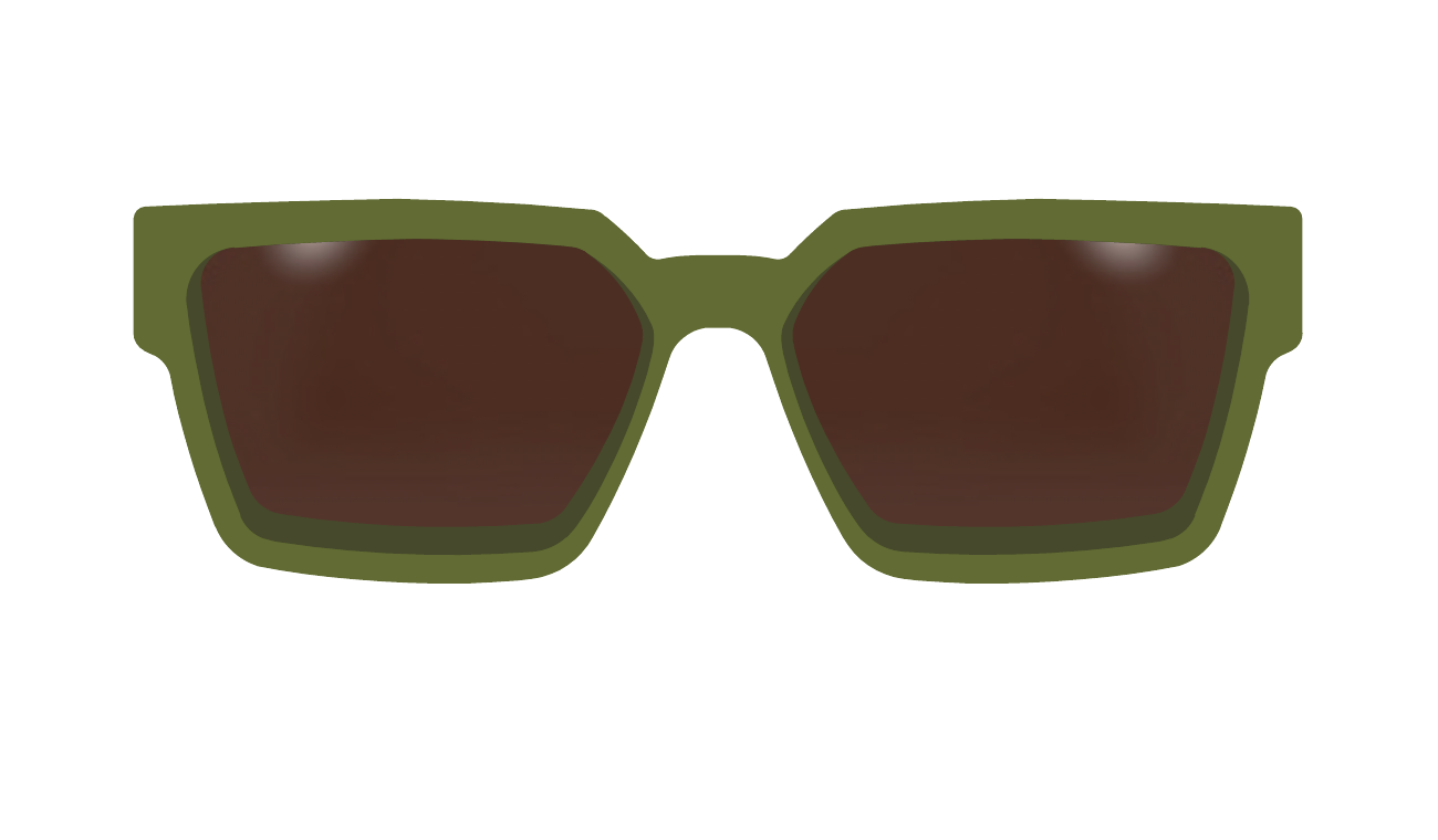 The Herald Col. 4 transparent dark olive green acetate sunglasses with brown gradient lenses