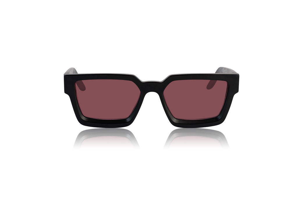 The Herald Col. 1 matte black acetate sunglasses with violet lenses