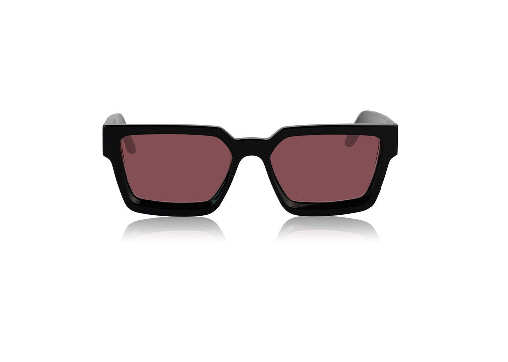 The Herald Col. 3 gloss black acetate sunglasses with rosewood lenses